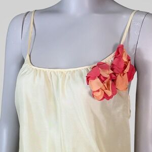 Matty M Y2K Cream 100% Silk 3D Floral Camisole Womens S Coquette Romantic Top